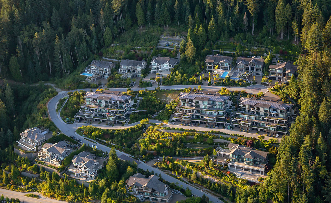 Canadian neighborhood arial view.