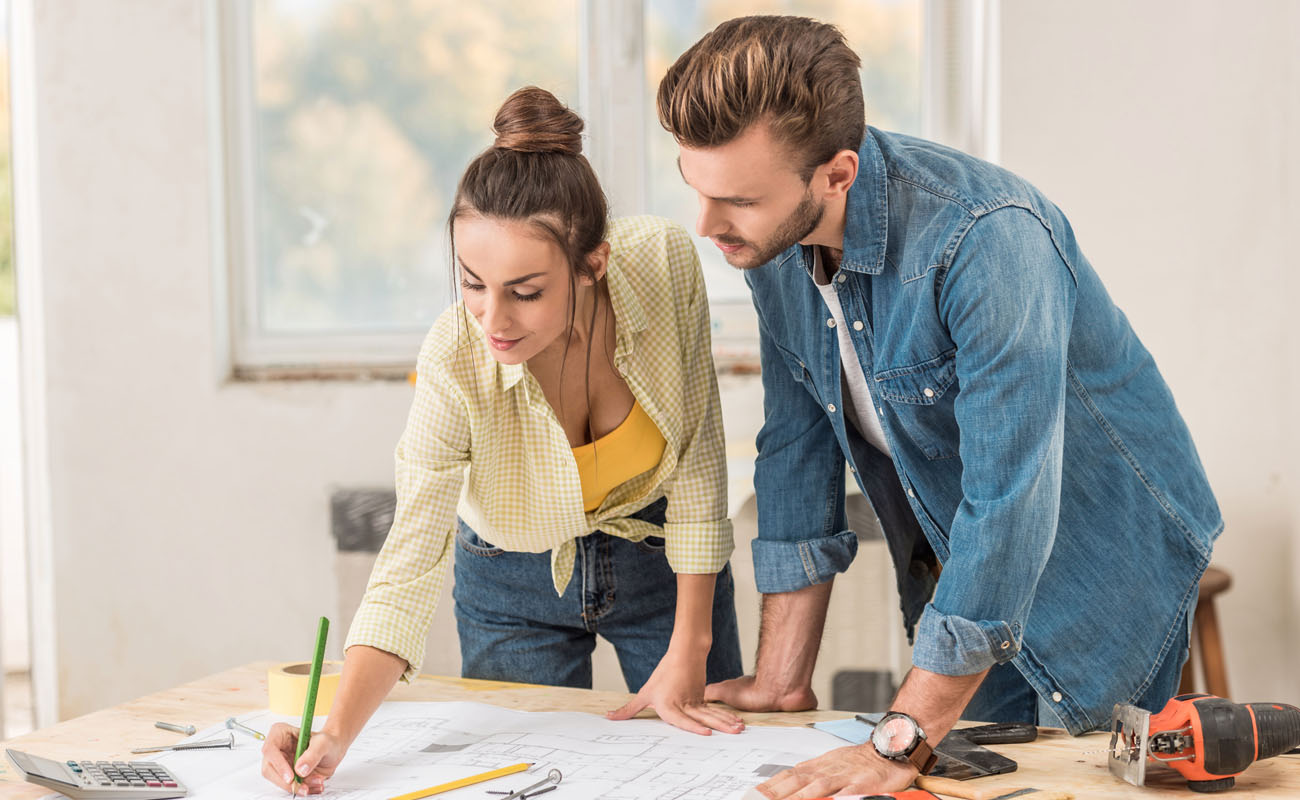 Couple planning their home.