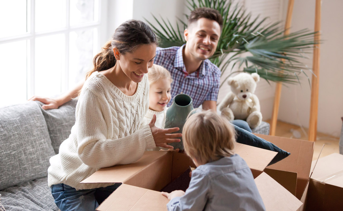 Family moving into new house.