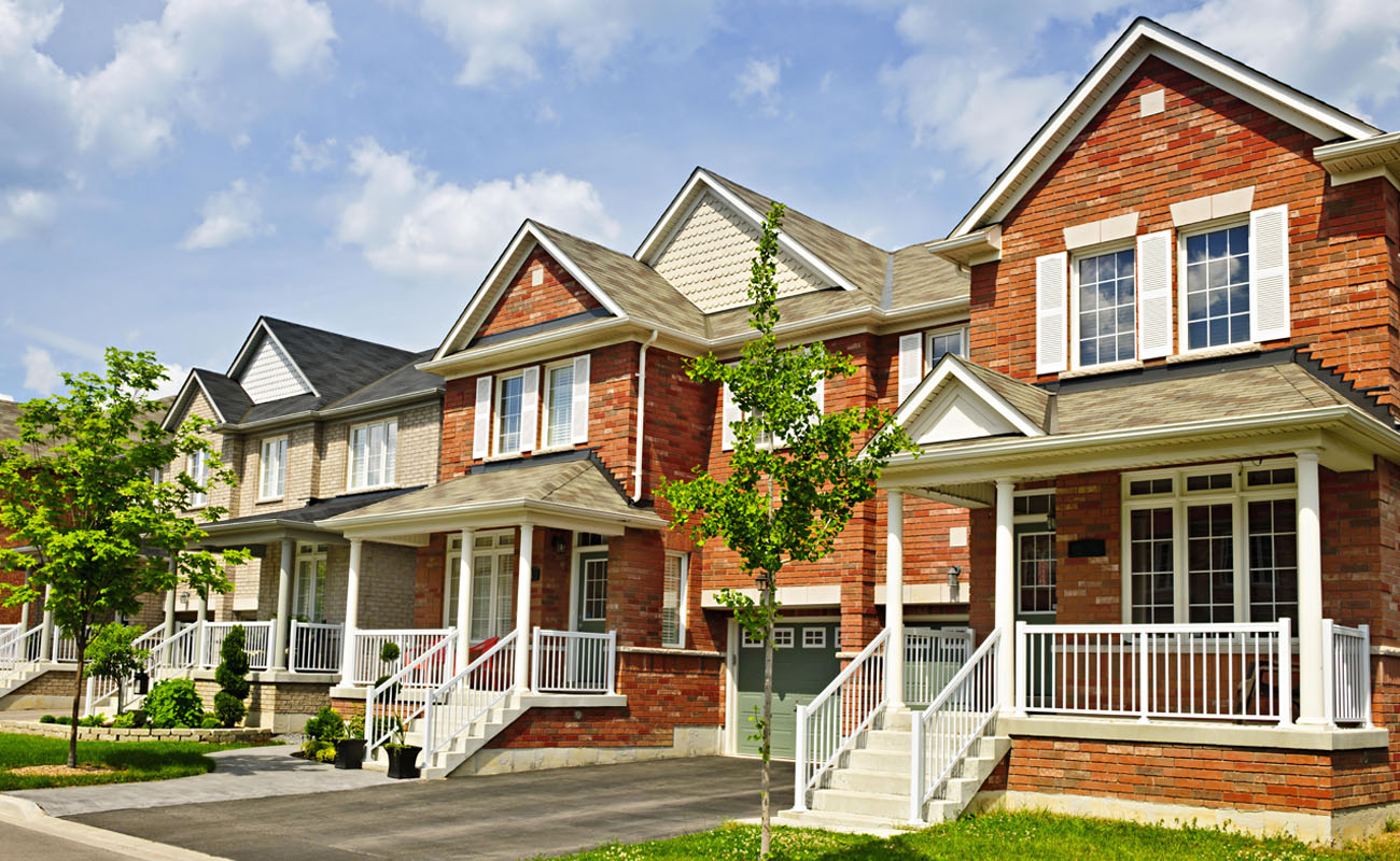 Houses in a peaceful neighborhood.