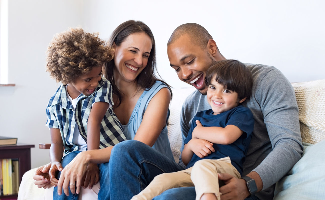 Lovely family at home.