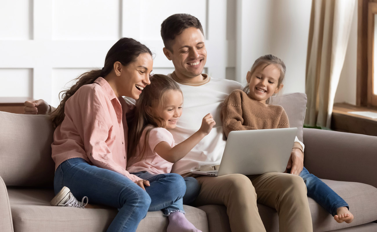 Lovely family having fun at home.