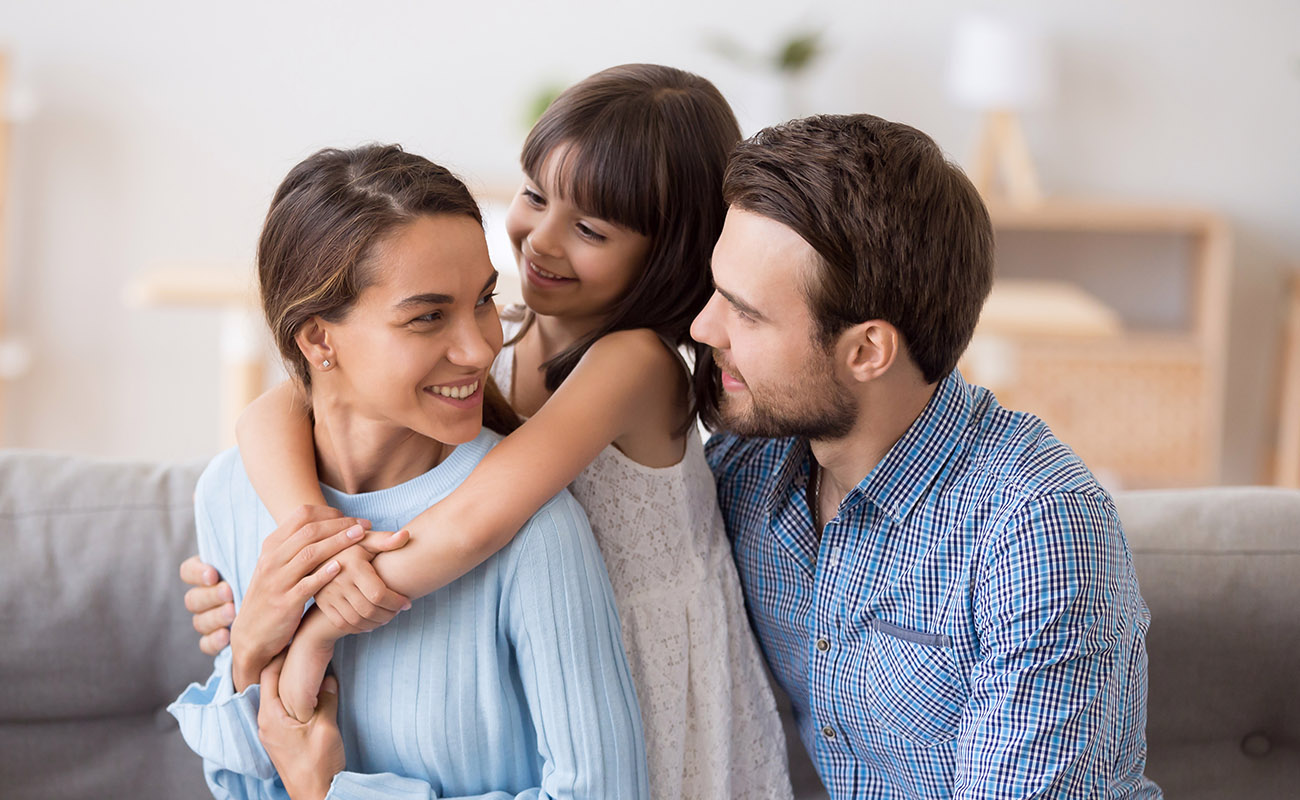 Sweet happy family at home.